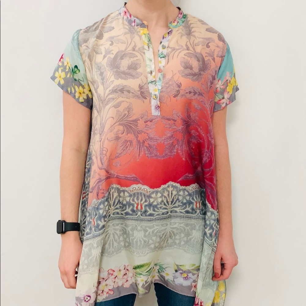 Johnny Was 100% Silk Floral Top